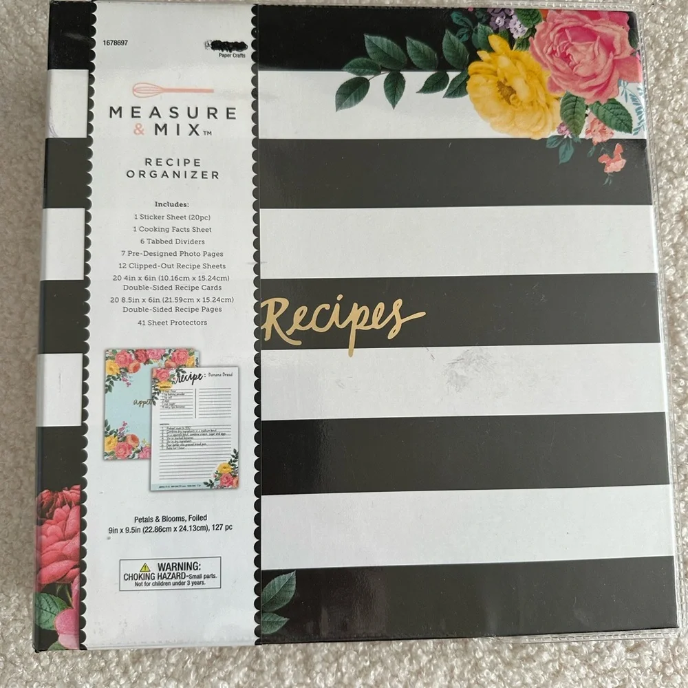Black and White Striped Recipe Organizer - Recipes